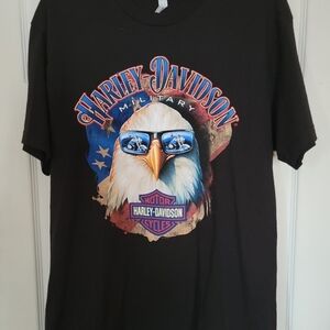 Harley-Davidson Military Black Tee with Eagle Graphic L